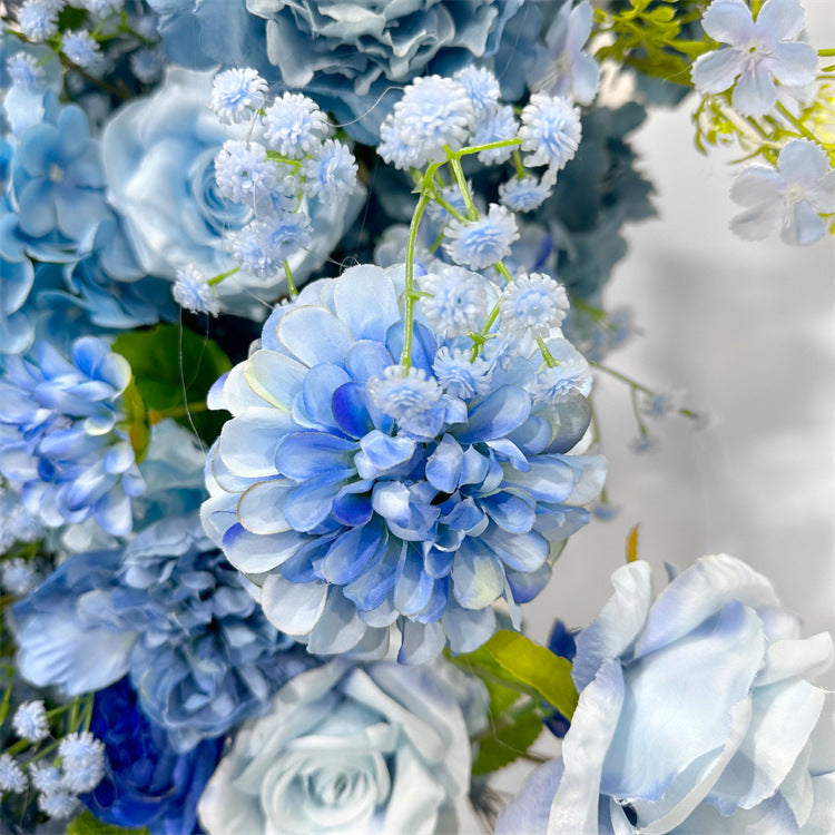 Uflower Blue Rose Floral Door Arch Wedding Party Backdrop Decoration